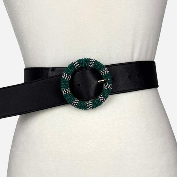 & Other Stories beaded patterned statement belt green black gold size xs - Picture 3 of 8